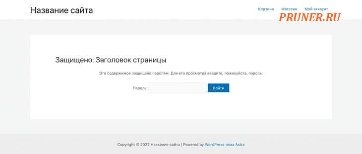 Защищённая паролем публикация в WordPress